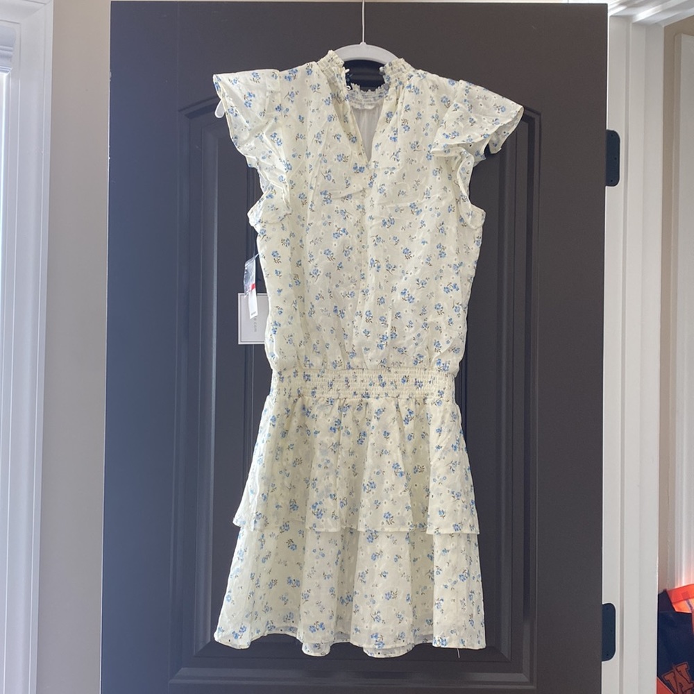 Smock Neck Dress in Floral Eyelet